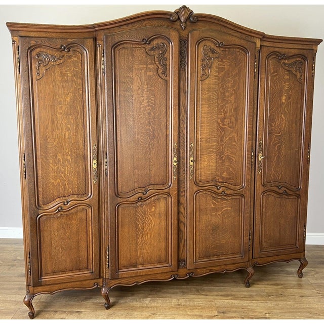 Vintage French Louis XVI Style Wardrobe in Oak For Sale - Image 13 of 13