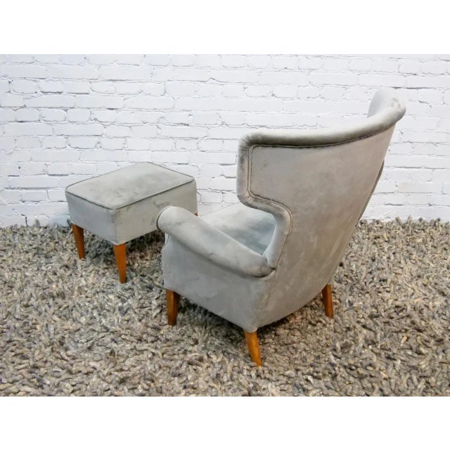 Unique armchair with footrest in the "Hammer Design" style from Fritz Hansen, 1950. Fritz Hansen, Denmark Wingback chair...