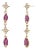 14k Yellow Gold Drop Earrings 4 Marquis Rubies 2.40 Pavé Diamonds 0.30 Carats, A Pair For Sale