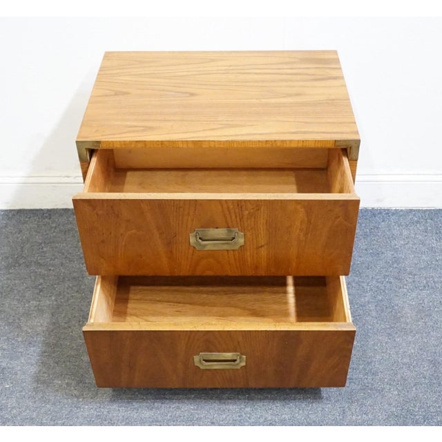 Late 20th Century Dixie Furniture Campaigner Collection Walnut 24" Two Drawer Nightstand 767-621 For Sale - Image 5 of 14