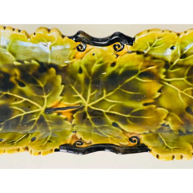 Antique Majolica French Elingated Ceramic Dish For Sale - Image 4 of 4