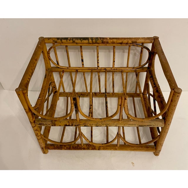 Wood Vintage Tortoise Bamboo 6 Bottle Wine Rack For Sale - Image 7 of 10
