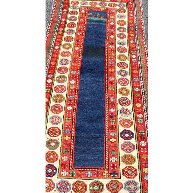 Measures: 3'3 x 8'5 Antique Talish Caucasian Runner with Geometric Medallion Design. Keivan Woven Arts / rug X23-0809-54,...