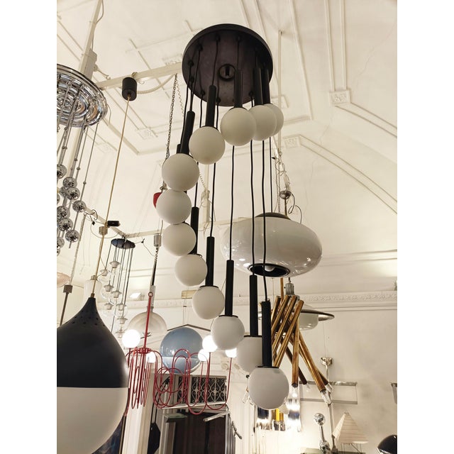 Black 12-Light Tubular Cascade Light, 1970s For Sale - Image 8 of 9