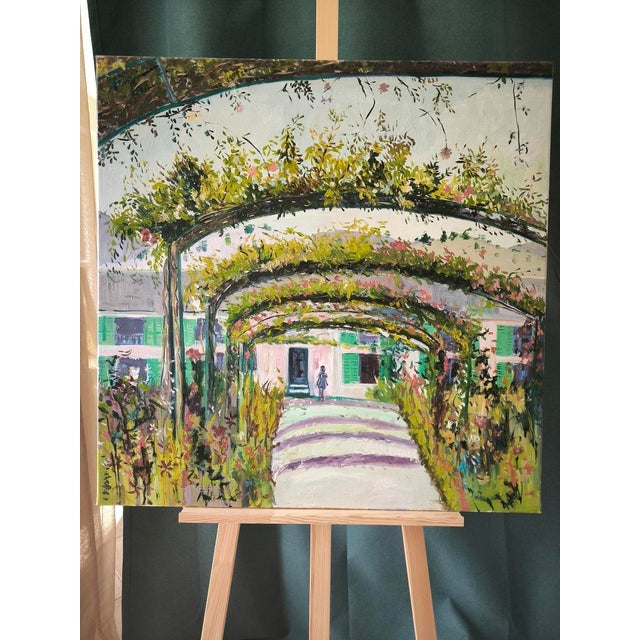 Linda Clerget, Floral Stroll, Oil on Canvas For Sale - Image 6 of 7