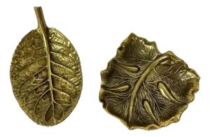Vintage Virginia Metalcrafters Brass in Leaf Catchall - A Pair