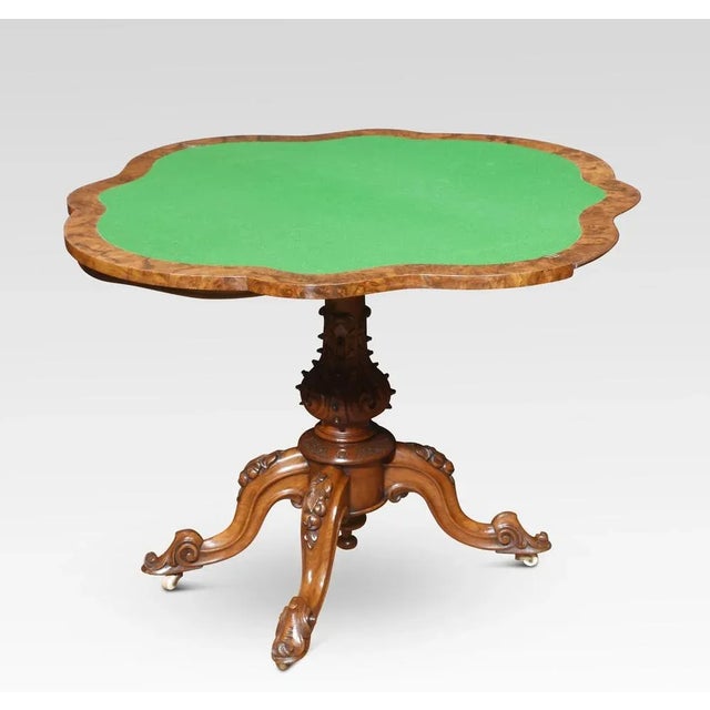 Wood Vintage Walnut Card Table For Sale - Image 7 of 7