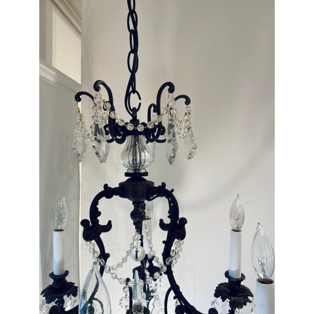 Myran Allan Luxury Lighting Italian Sand-Cast Bronze and Czech Crystal Chandelier For Sale - Image 4 of 6