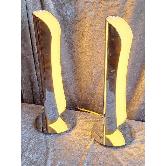 2000 - 2009 Vintage Table Lamps with Chrome-Plated Metal Housing and White Plastic Shade from Wofi-Leuchten, 2000s, Set of 2 For Sale - Image 5 of 11