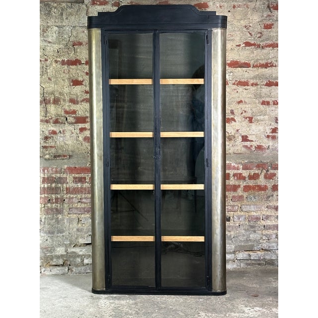 Wall Unit in Patinated and Black Steel, 1980s For Sale - Image 11 of 11