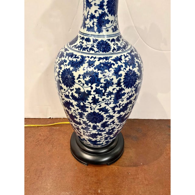 Currey & Company Currey & Co Porcelain Blue & White Floral Lamp For Sale - Image 4 of 5