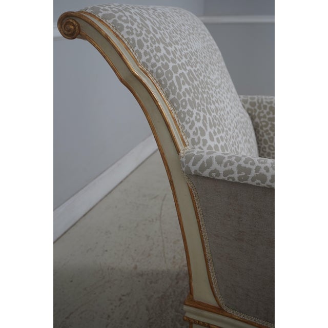Gold Pair Vintage French Louis XVI Newly Upholstered Lounge Chairs For Sale - Image 8 of 18