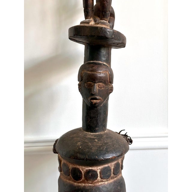 Wood Tall African Ibibio Head Mask with Polychrome Nigeria Provenance For Sale - Image 7 of 15