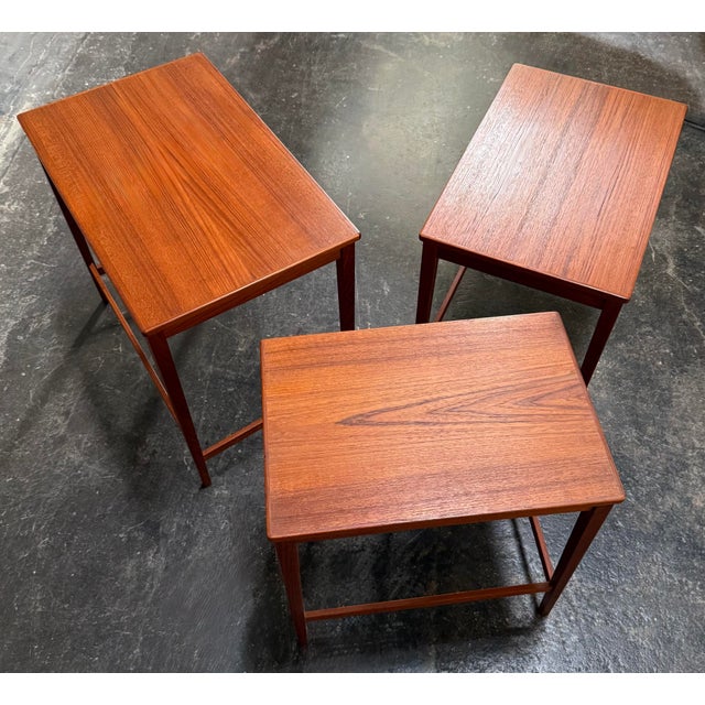 Set of Three Mid-Century Modern Teak Nesting Tables by Svante Skogh for Seffle, Sweden C. 1960s For Sale - Image 9 of 11