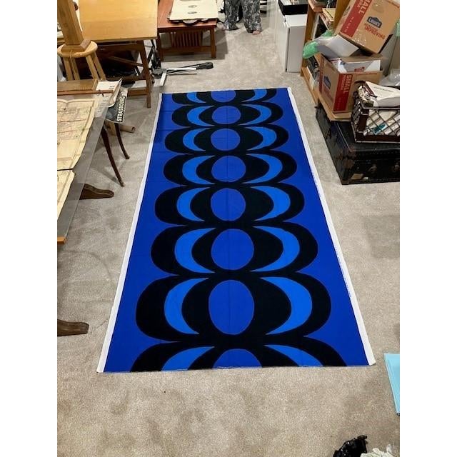 A stunning, colorful, modernist original length of Marimekko Kaivo Blue designed by Maija Isola. It was purchased circa...