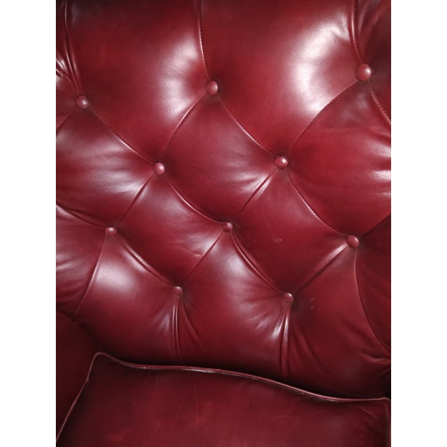 Brick Red Luxurious Classic Wingback Chesterfield Leather Recliner by Pottery Barn For Sale - Image 8 of 8