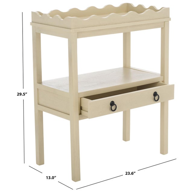 Contemporary Darlyn Scalloped Rectangle Accent Table in Sand For Sale - Image 3 of 9