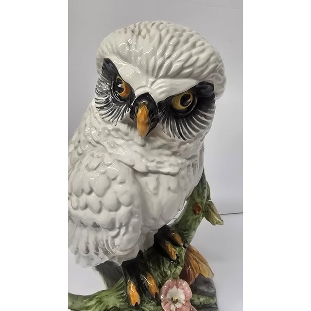 Ceramic Vintage White Porcelain Owl by Ronzan From Italy ,Signed. For Sale - Image 7 of 12