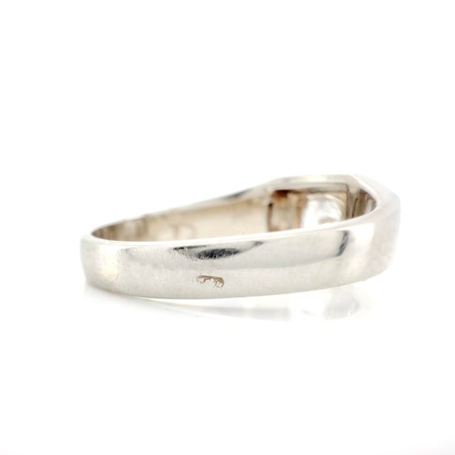 Metal Art Deco 14k White Gold Old European Cut Diamond Ring, Size 7.75 For Sale - Image 7 of 14