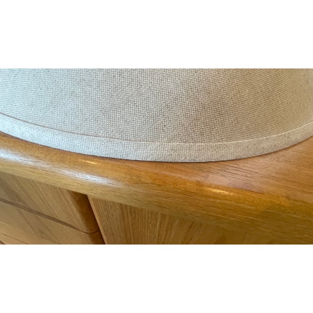 1980s Postmodern Cream Woven Textured Fabric Cone Lampshades- A Pair For Sale - Image 9 of 18
