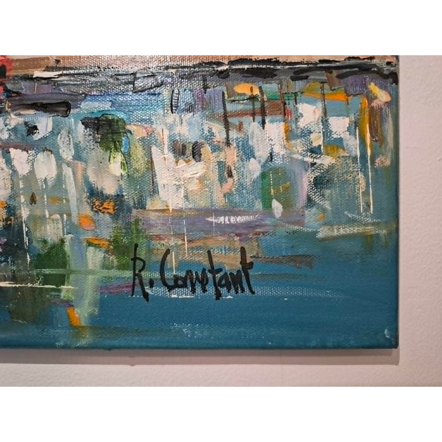René Constant, Saint-Tropez, The Port, 20th Century, Acrylic Painting on Canvas For Sale - Image 3 of 5