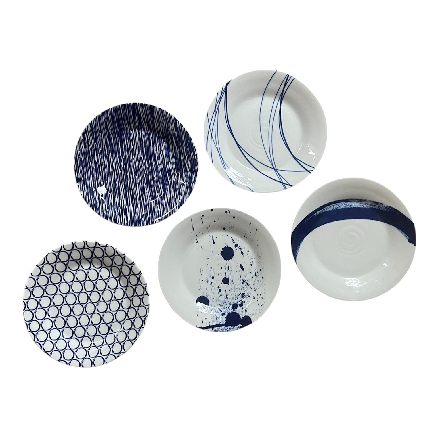 Royal Doulton Abstract Blue Plates - Set of 5 | Chairish