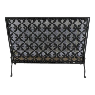Vintage American Arts & Craft Style Cast Iron Fireplace Screen For Sale
