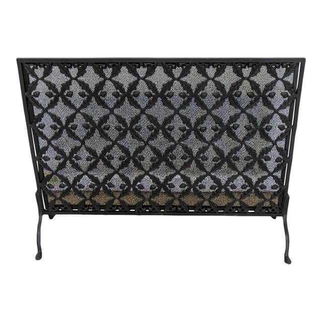 Vintage American Arts & Craft Style Cast Iron Fireplace Screen For Sale