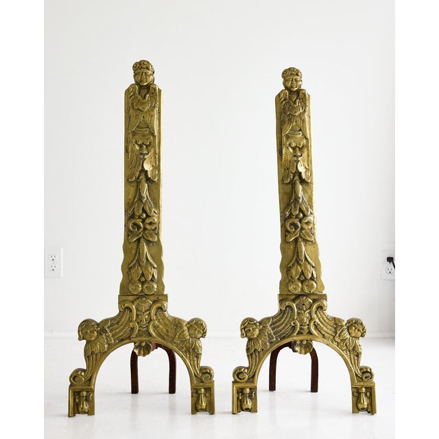 Early 19th Century French Baroque Bronze Figural Andirons For Sale - Image 9 of 14