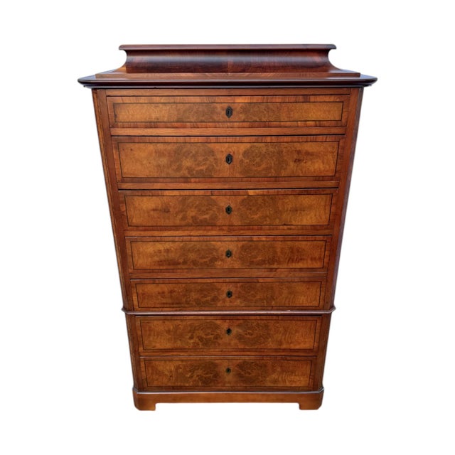 Biedermeier 19th Century Danish Biedermeier Highboy (Semainier) Chest of Drawers For Sale - Image 3 of 8