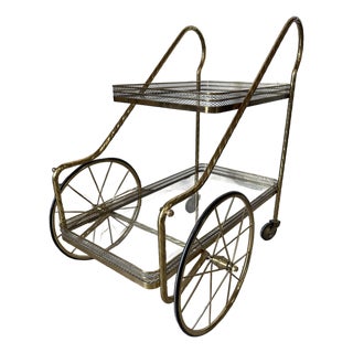 Classic European Style 2 Tier Brass Drinks Cart For Sale