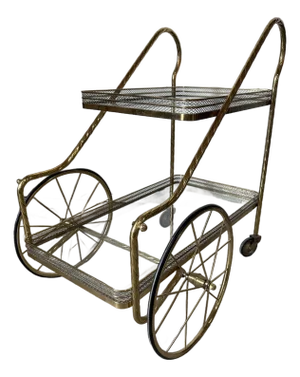 Classic European Style 2 Tier Brass Drinks Cart