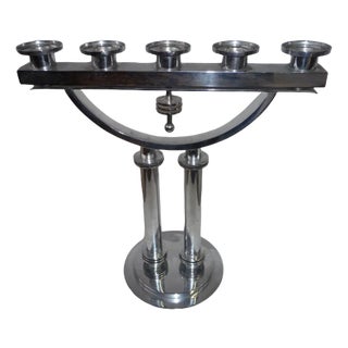 Large Modernist Machine Age Candlesticks, 1930s, Usa., Set of 2 For Sale