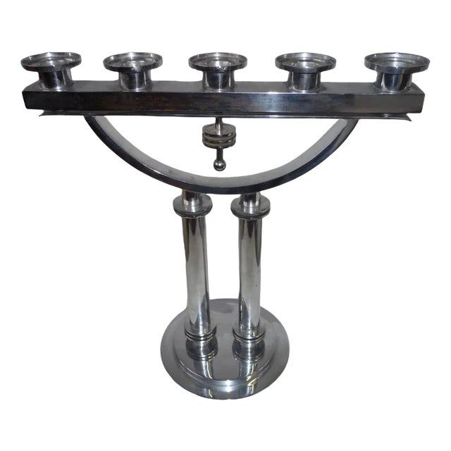 Large Modernist Machine Age Candlesticks, 1930s, Usa., Set of 2 For Sale