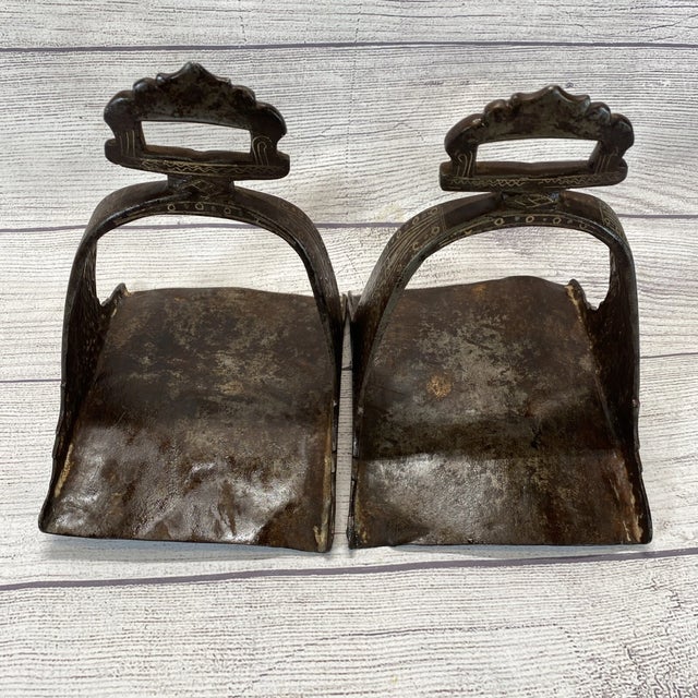 Antique Turkish Ottoman Iron Horse Saddle Stirrups- Set of 2 For Sale - Image 11 of 12