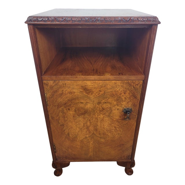 Mid-Century Walnut Bedside Cabinet with Shell Carvings, 1960 For Sale