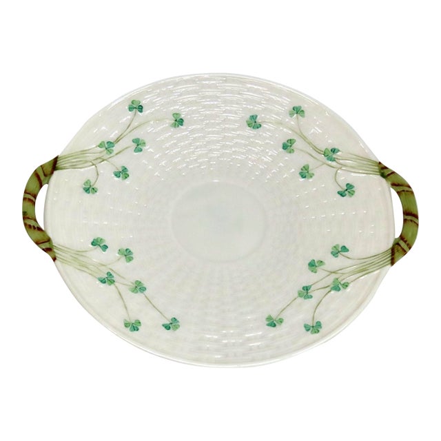 Mid 20th Century Belleek Classic Mid Century Shamrock Tea Ware Cake Plate Irish Porcelain 4690b For Sale