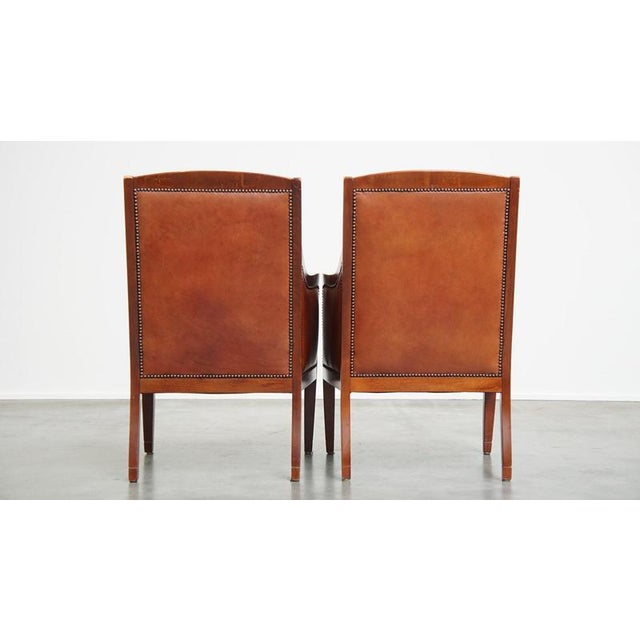 Set of Brown Leather Armchairs For Sale - Image 3 of 11