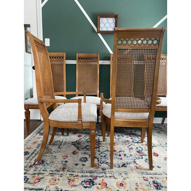 1970s Vintage Thomasville Bellini Collection Cane Back Dining Chairs