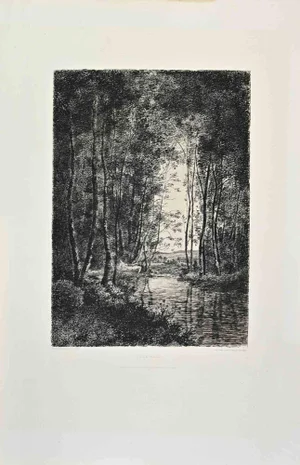 Xavier Dananche, Sous Bois, Etching, 1870s