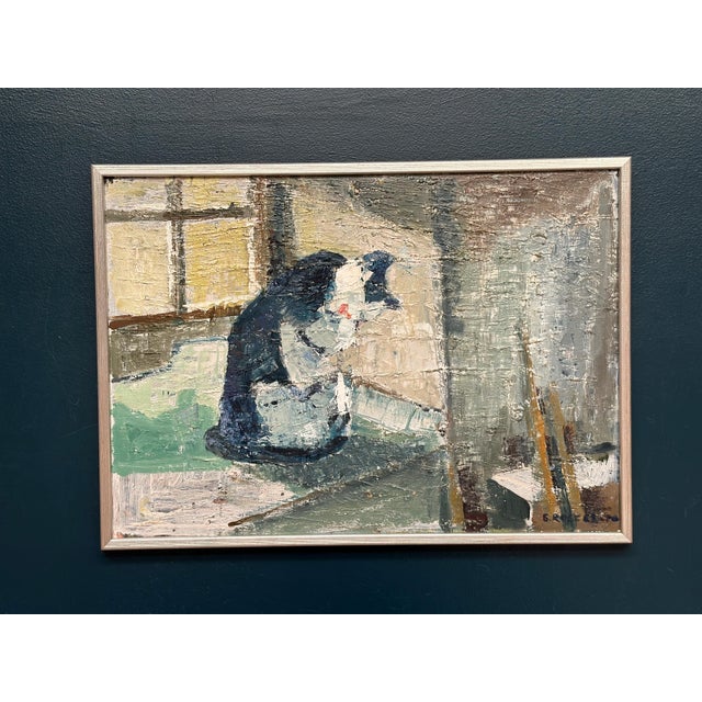 Stig Rosell, The Cat in the Window, 1950s, Oil on Canvas, Framed For Sale - Image 13 of 13