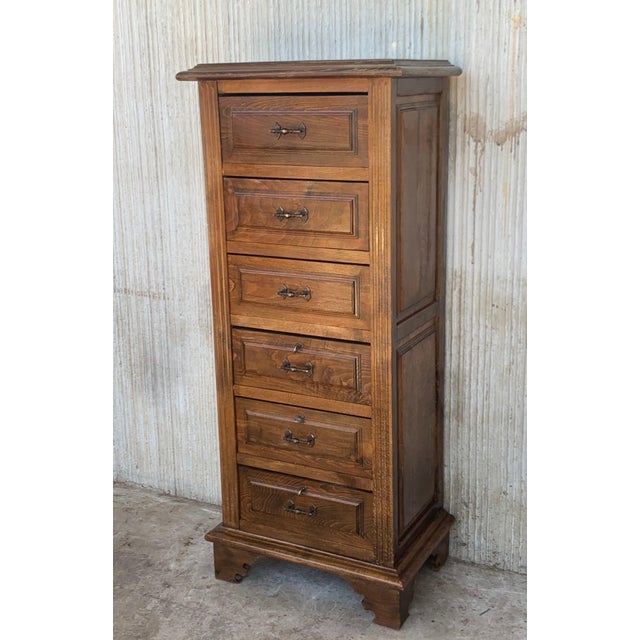20th Century Spanish Carved Pine Tuscan Six Drawers Chiiffonier with Locks For Sale - Image 10 of 18