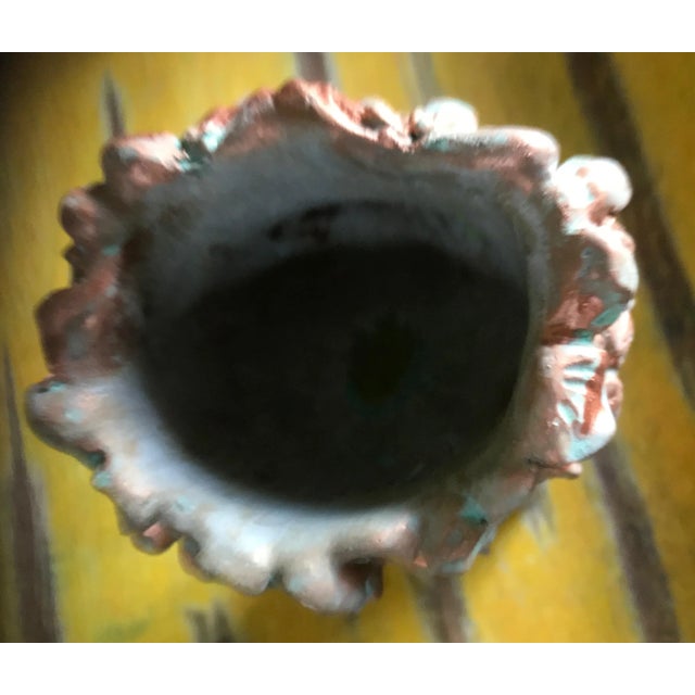 Arts & Crafts Flower Girl Kissing Bust Copper Patina Indoor Outdoor Head Planter For Sale - Image 3 of 9