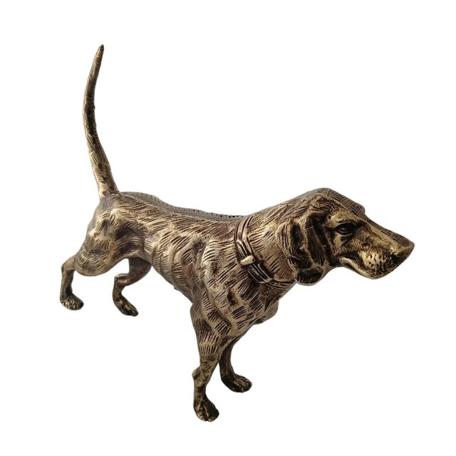 Metal Antique Brass Finish Metal Dog Sculpture For Sale - Image 7 of 8