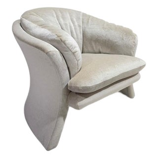 Vintage Postmodern Vladimir Kagan Style Sculptural Lounge Chair Newly Reupholstered For Sale