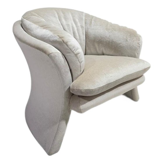 Vintage Postmodern Vladimir Kagan Style Sculptural Lounge Chair Newly Reupholstered For Sale