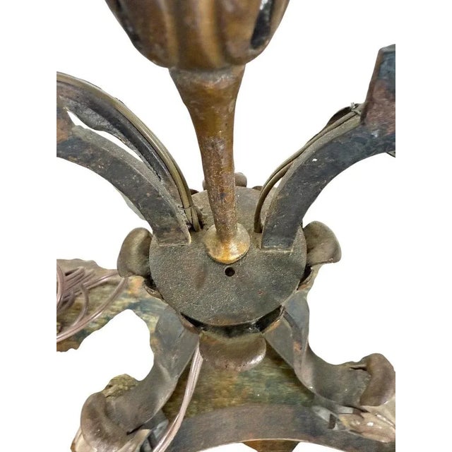 Metal Pair of Hand-Forged Wrought Iron Lamps, Spanish Revival Style, Spain For Sale - Image 7 of 8