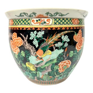 Early 20th Century Famille Noir Fishbowl Planter For Sale