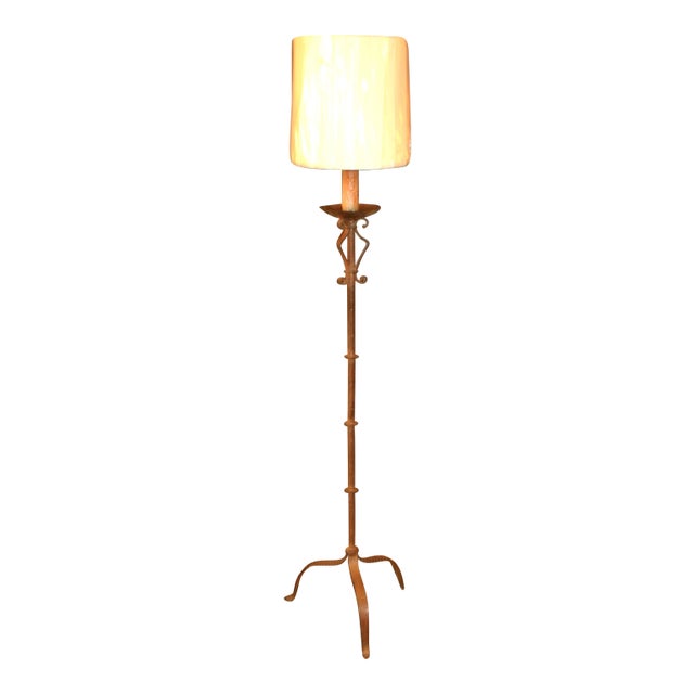 Vintage French Tole Candlestick Floor Lamp For Sale