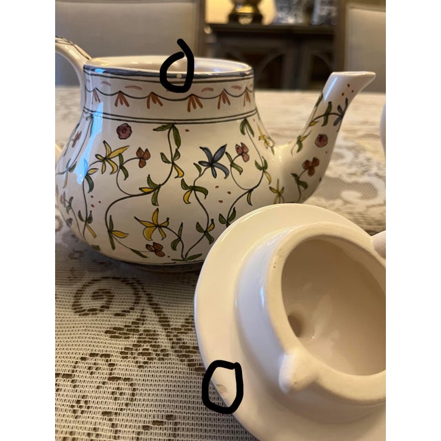 Lis Ceramica Brasil Teapot, Sugar and Cream Set 3 Pieces Chairish